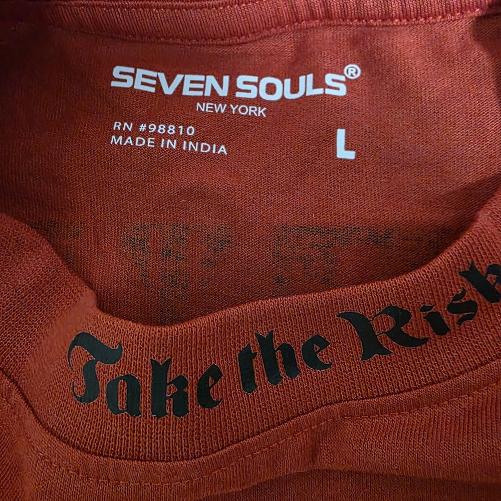 NEW Seven Souls Take The Risk Red T-Shirt Size Large Streetwear NWT Retail $78 - Picture 3 of 4